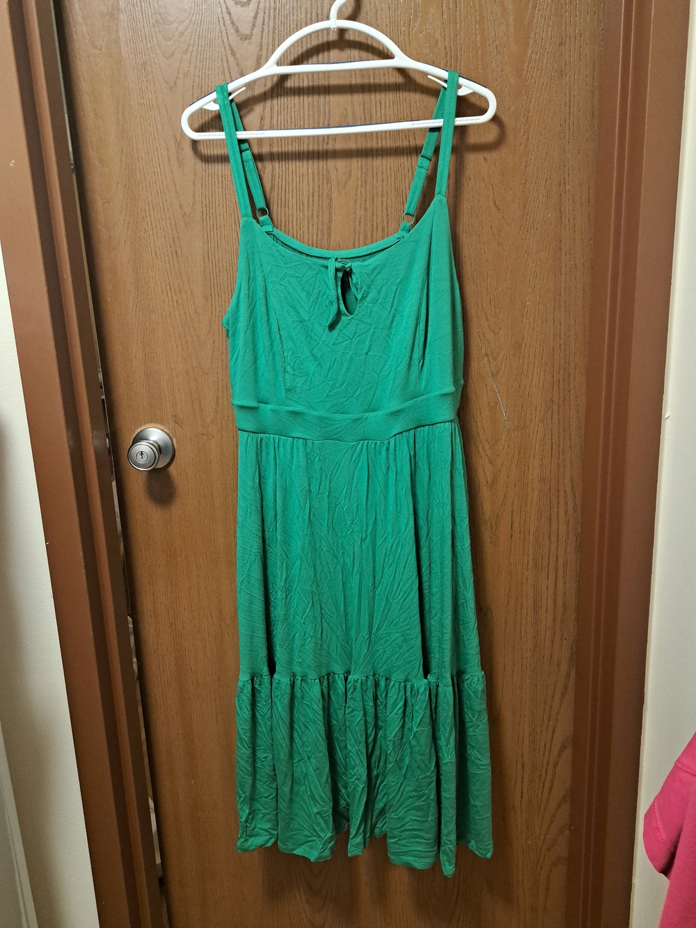 Green Sleeveless Midi Dress with Tie Front